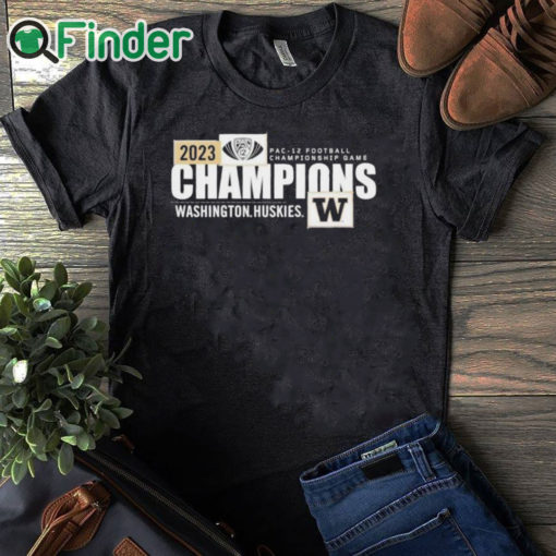 black T shirt Washington Huskies 2023 Pac 12 Football Conference Champions shirt