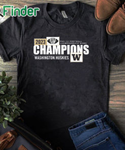 black T shirt Washington Huskies Champions 2023 Pac 12 Football Conference Championship T Shirt