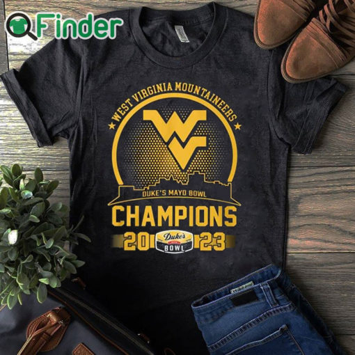 black T shirt West Virginia Mountaineers Duke's Mayo Bowl Champions 2023 Shirt