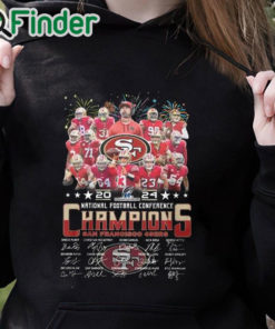 black hoodie 49ers 2024 National Football Conference Champions Signature Shirt