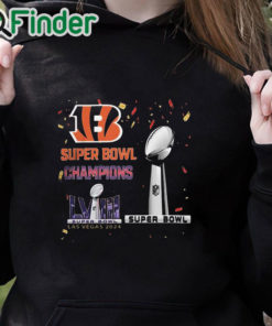 black hoodie Bengals Super Bowl Champions LVIII Las Vegas 2024 Shirt