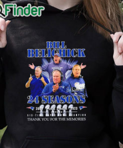 black hoodie Bill Belichick New England Patriots 2000 2023 24 Seasons Thank You For The Memories Shirt
