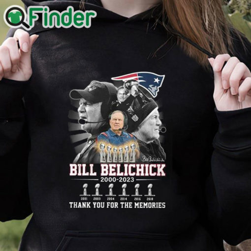 black hoodie Bill Belichick Patriots 2000 2023 6 Super Bowl Champion Thank You For The Memories Shirt