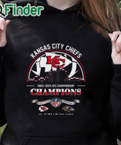 black hoodie Kansas City Chiefs Winners Season 2023 2024 AFC Championship NFL Divisional Skyline Shirt