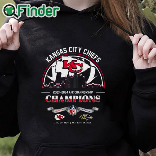 black hoodie Kansas City Chiefs Winners Season 2023 2024 AFC Championship NFL Divisional Skyline Shirt