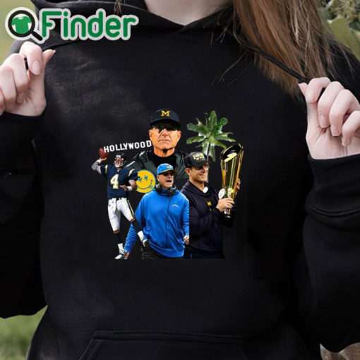 black hoodie La Fully Bolted Harbaugh Hollywood Shirt