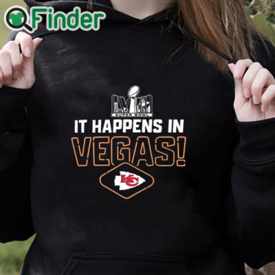 black hoodie Official 2024 It happens in Vegas Kansas City Chiefs Super Bowl LVII t shirt