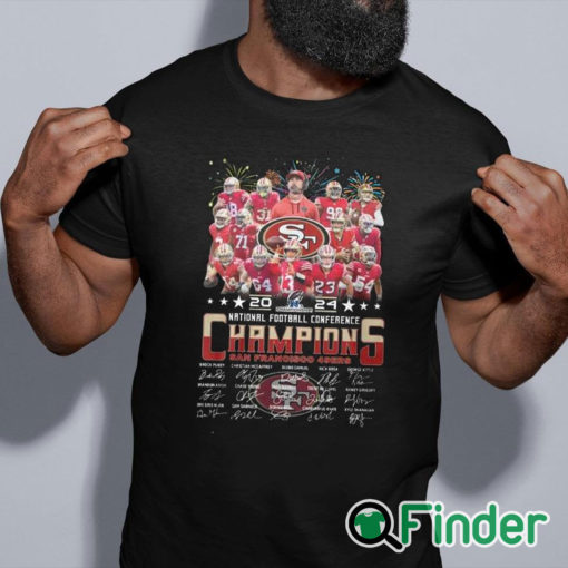black shirt 49ers 2024 National Football Conference Champions Signature Shirt