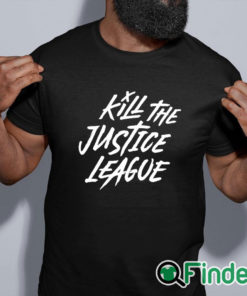 black shirt Aadit Doshi Kill The Justice League Shirt