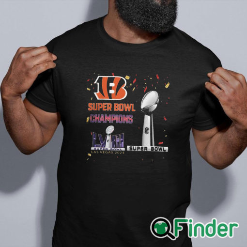 black shirt Bengals Super Bowl Champions LVIII Las Vegas 2024 Shirt