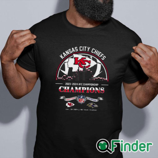 black shirt Kansas City Chiefs Winners Season 2023 2024 AFC Championship NFL Divisional Skyline Shirt
