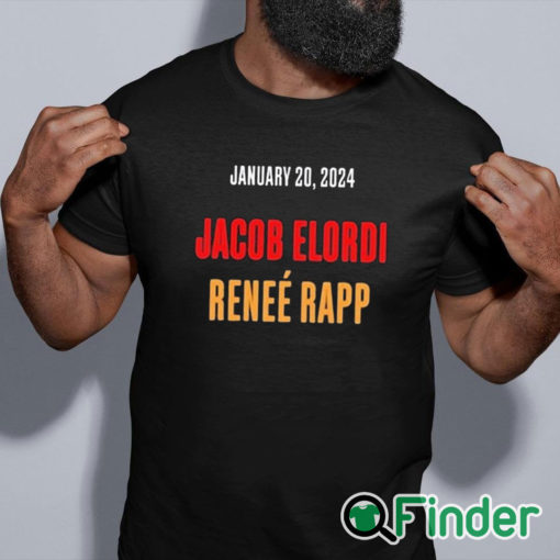 black shirt Official Snl Season 49 January 20, 2O24 Jacob Elordi Renee Rapp Shirt