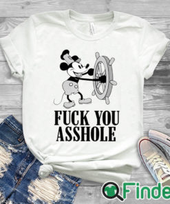 white T shirt Fuck You Asshole Mickey Mouse Shirt