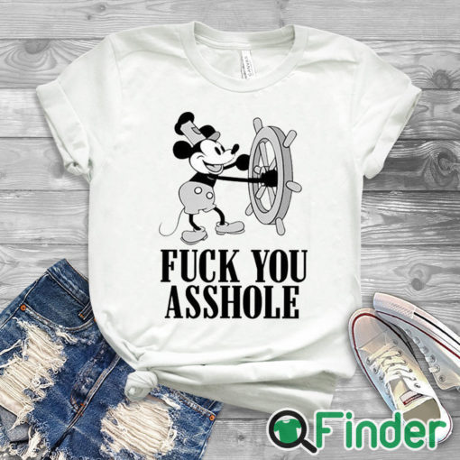 white T shirt Fuck You Asshole Mickey Mouse Shirt