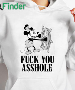 white hoodie Fuck You Asshole Mickey Mouse Shirt