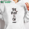 white hoodie Kareem The Hunt Is On Shirt