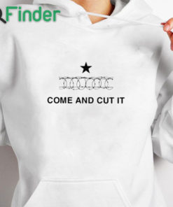 white hoodie Texas Razor Wire Border Come And Cut It Shirt