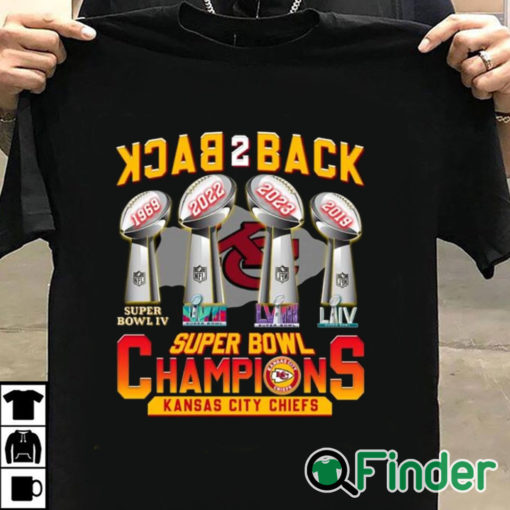 T shirt black Back 2 Back 4X Super Bowl Champions KC Chiefs Shirt