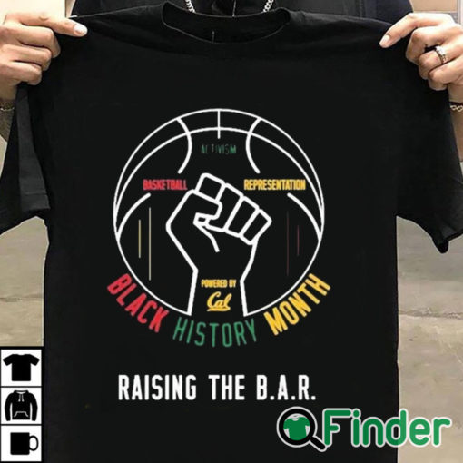T shirt black Cal Basketball Black History Month Raising The BAR T Shirt