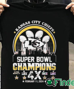 T shirt black Kansas city Chiefs super bowl champions 4x february 11 2024 T shirt