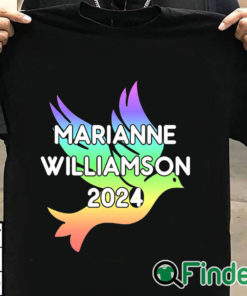 T shirt black Marianne Williamson For President 2024 Rainbow Poster Shirt