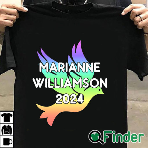 T shirt black Marianne Williamson For President 2024 Rainbow Poster Shirt