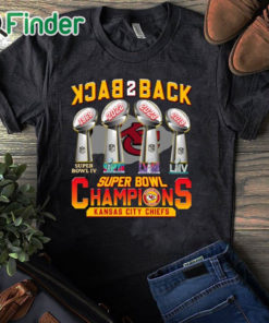 black T shirt Back 2 Back 4X Super Bowl Champions KC Chiefs Shirt