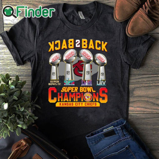 black T shirt Back 2 Back 4X Super Bowl Champions KC Chiefs Shirt