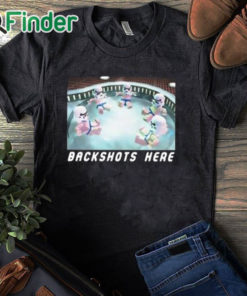 black T shirt Backshots Here Hot Tub Shirt