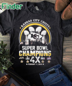 black T shirt Kansas city Chiefs super bowl champions 4x february 11 2024 T shirt