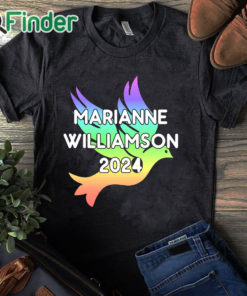 black T shirt Marianne Williamson For President 2024 Rainbow Poster Shirt