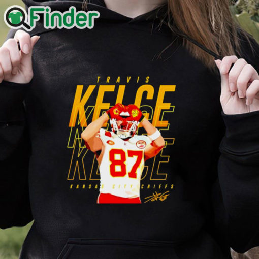 black hoodie Travis Kelce Kansas City Chiefs heart signature shirt