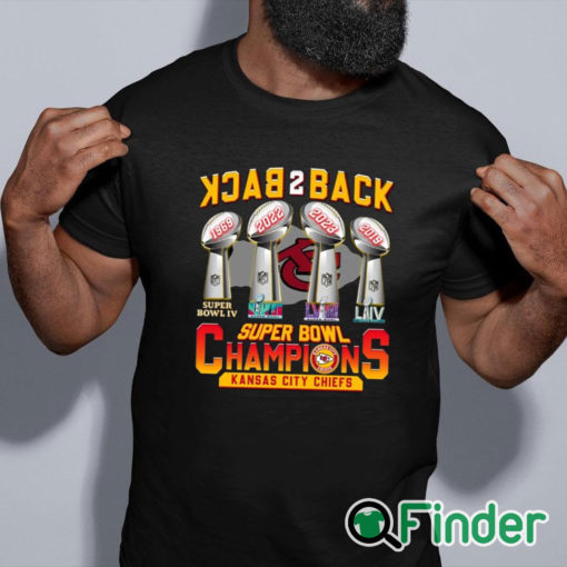 black shirt Back 2 Back 4X Super Bowl Champions KC Chiefs Shirt