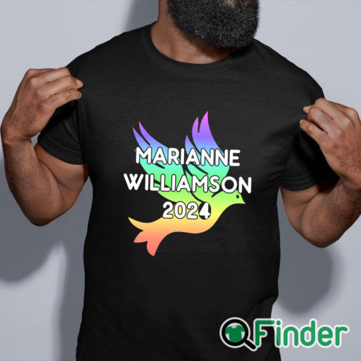 black shirt Marianne Williamson For President 2024 Rainbow Poster Shirt