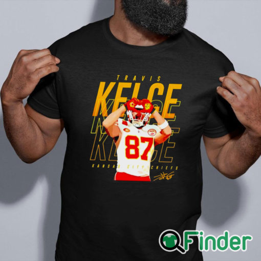 black shirt Travis Kelce Kansas City Chiefs heart signature shirt