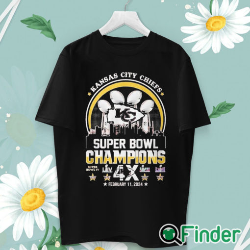 unisex T shirt Kansas city Chiefs super bowl champions 4x february 11 2024 T shirt