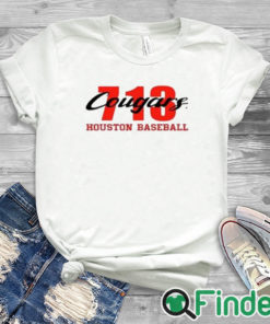 white T shirt 713 Cougars Houston Baseball Shirt