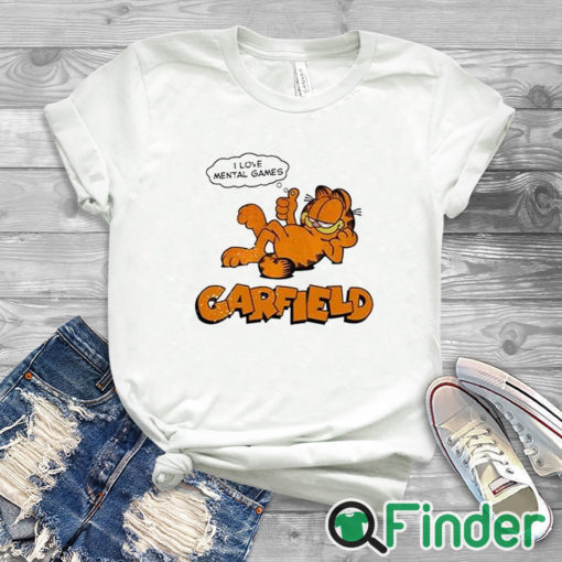 white T shirt I Love Mental Games Garfield Shirt