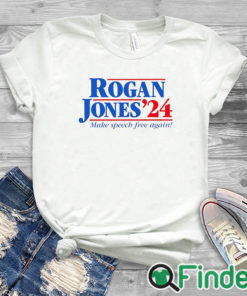 white T shirt Rogan Jones 2024 Shirt, Joe Rogan Shirt, Alex Jones Shirt