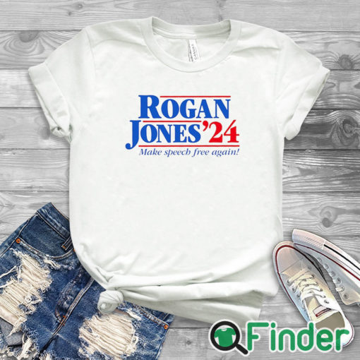 white T shirt Rogan Jones 2024 Shirt, Joe Rogan Shirt, Alex Jones Shirt