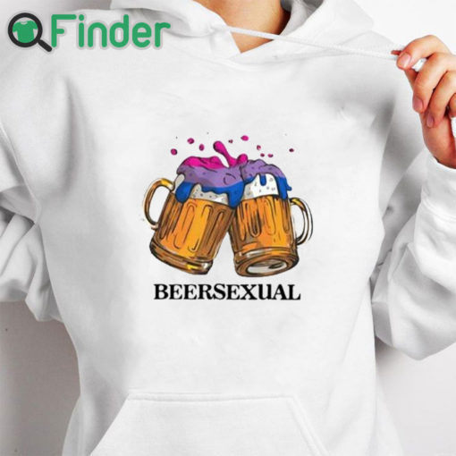 white hoodie Beersexual Shirt