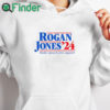 white hoodie Rogan Jones 2024 Shirt, Joe Rogan Shirt, Alex Jones Shirt